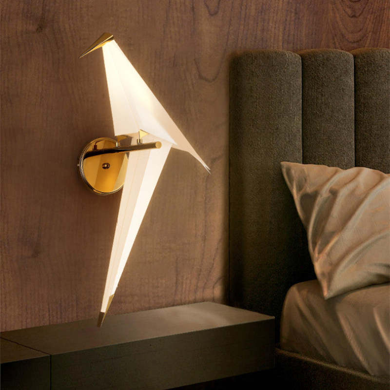 Clifford Art-Deco Vogel LED Wandlamp Wit Metaal/Acryl Slaapkamer