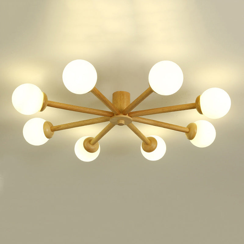 Ozawa Moderne Plafondlampen Hout Glas Woonkamer Slaapkamer Eetkamer