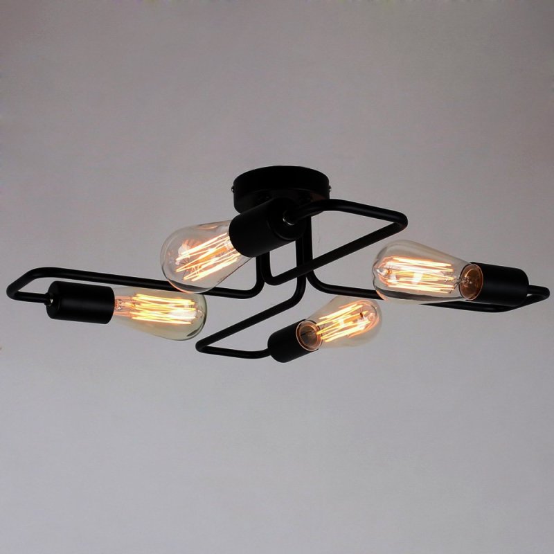 Vintage Moderne Minimalistische Industriële Metalen Plafondlamp Zwart
