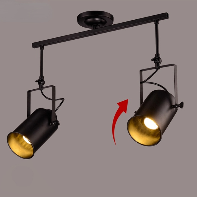 Alessio Vintage Verstelbare Semi-inbouwplafondlamp, Zwart Woonkamer