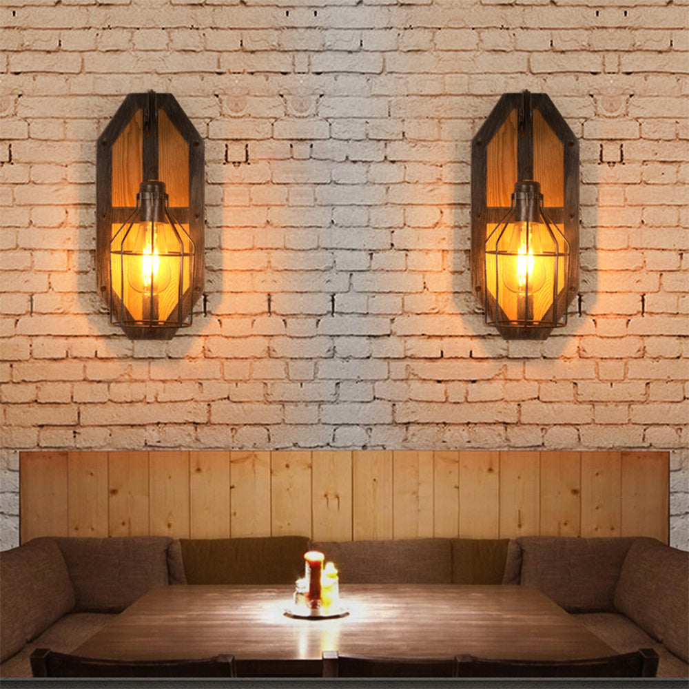 Austin Vintage Vogelkooi Design Houten Metalen Wandlamp, Slaapkamer/Keuken