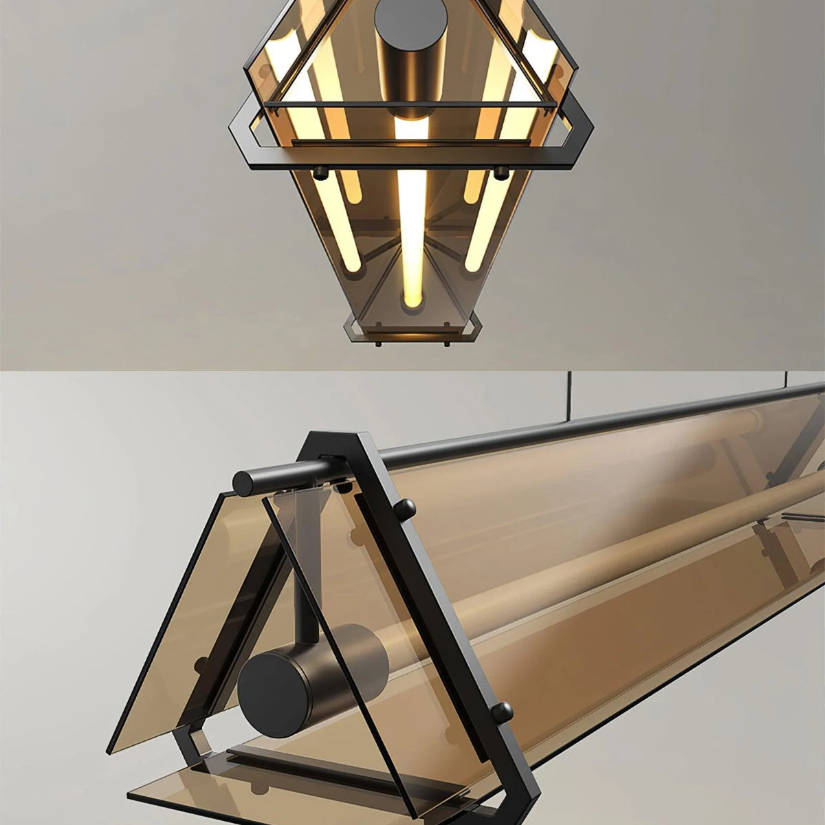 Edge Industriële Driehoek Hanglampen  Goud Metaal/Glas