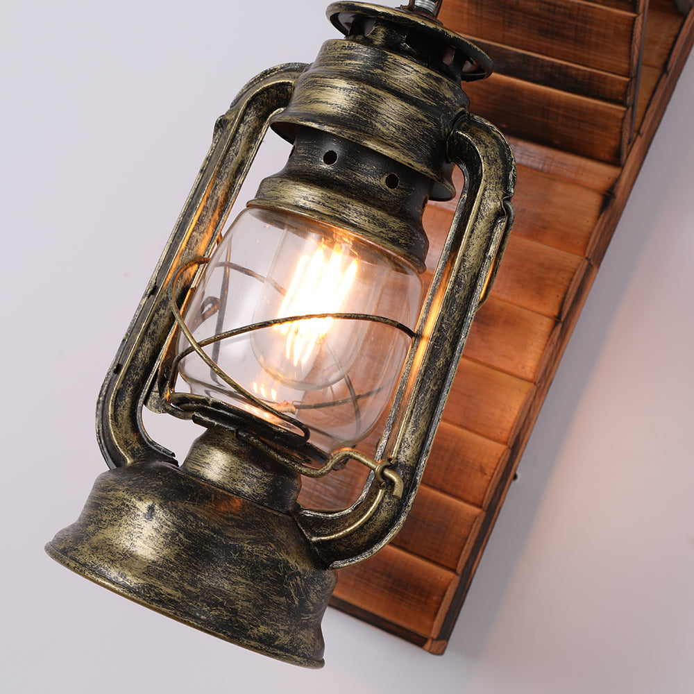 Austin Lantern Bedroom Wall Lamp, Metal/Wood, Restaurant