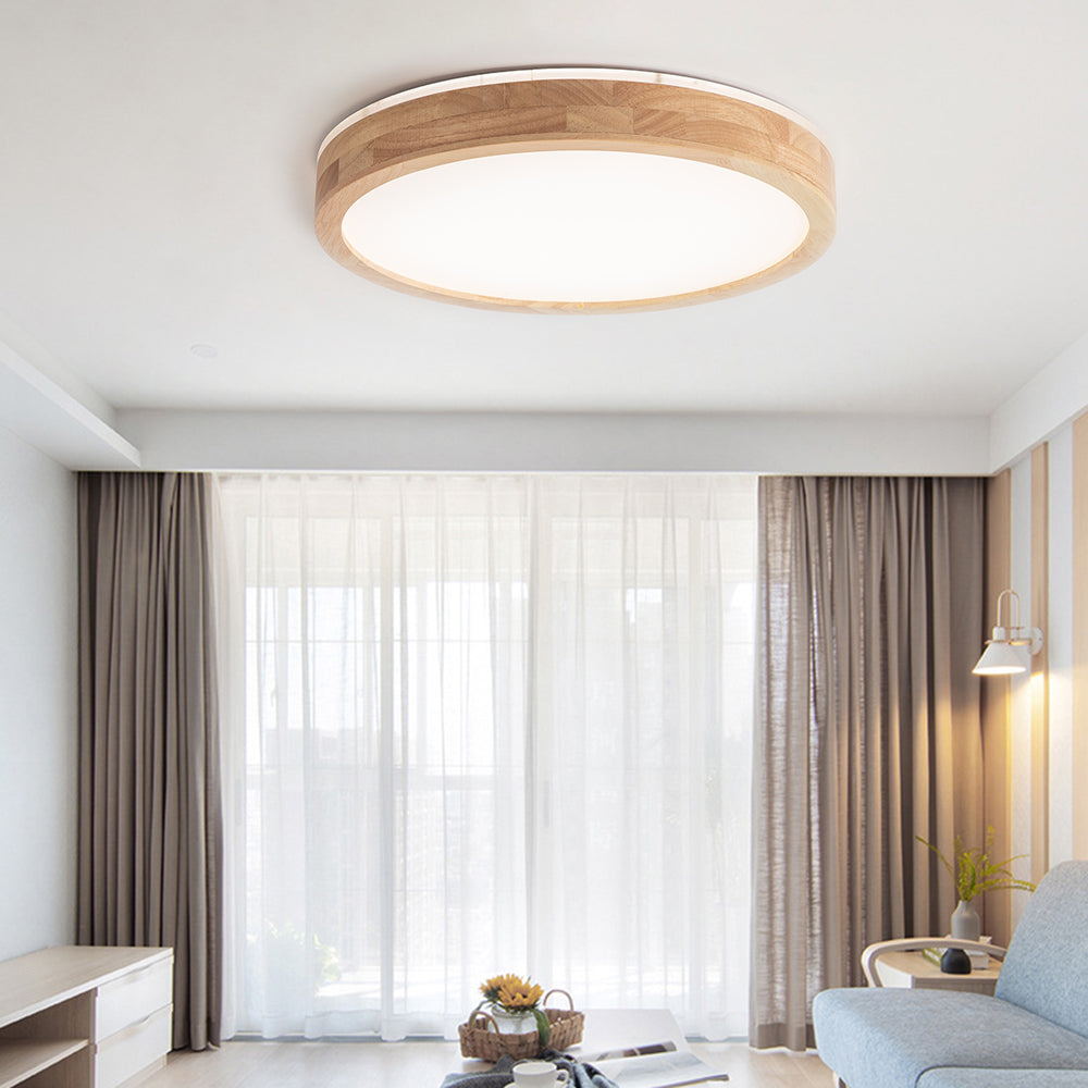 Ozawa Design Ronde LED Plafondlamp Hout Glas Woonkamer Slaapkamer