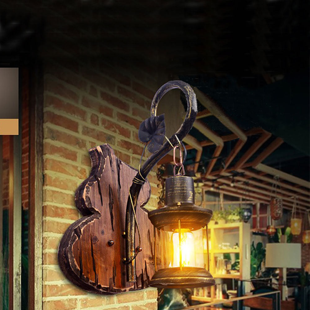 Austin Cucurbits/Kaars Vintage Wandlamp, Hout/Metaal, Woonk/Eetk/ Slaapkamer