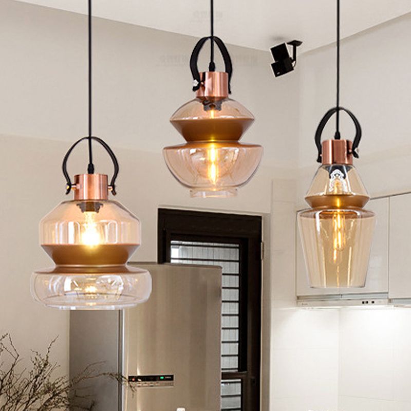 Alessio Koperen Helder Glazen Hanglamp Woonk/Eetkamerr