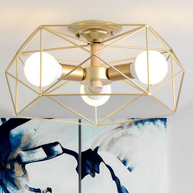 Cooley Moderne Geometrische Lantaarn Metaal Inbouw Plafondlamp Zwart/Wit/Goud