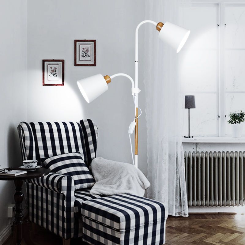 Eryn Moderne Tweekoppige Vloerlamp Zwart/Wit Metaal Slaapkamer