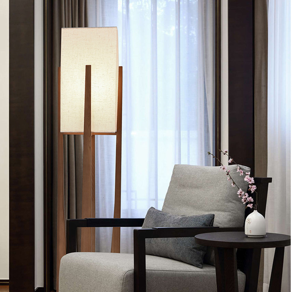 Ozawa Design Rechthoekig Blok LED Vloerlamp Walnoot Hout Woonkamer/Eetkamer