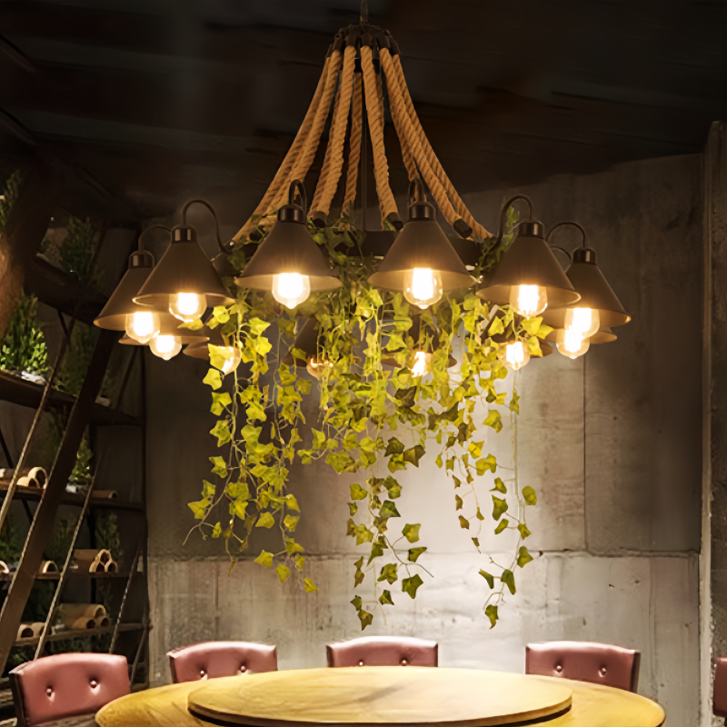 Vireo Retro LED Kroonluchters Zwart Metaal Restaurant/Bar/Woonkamer