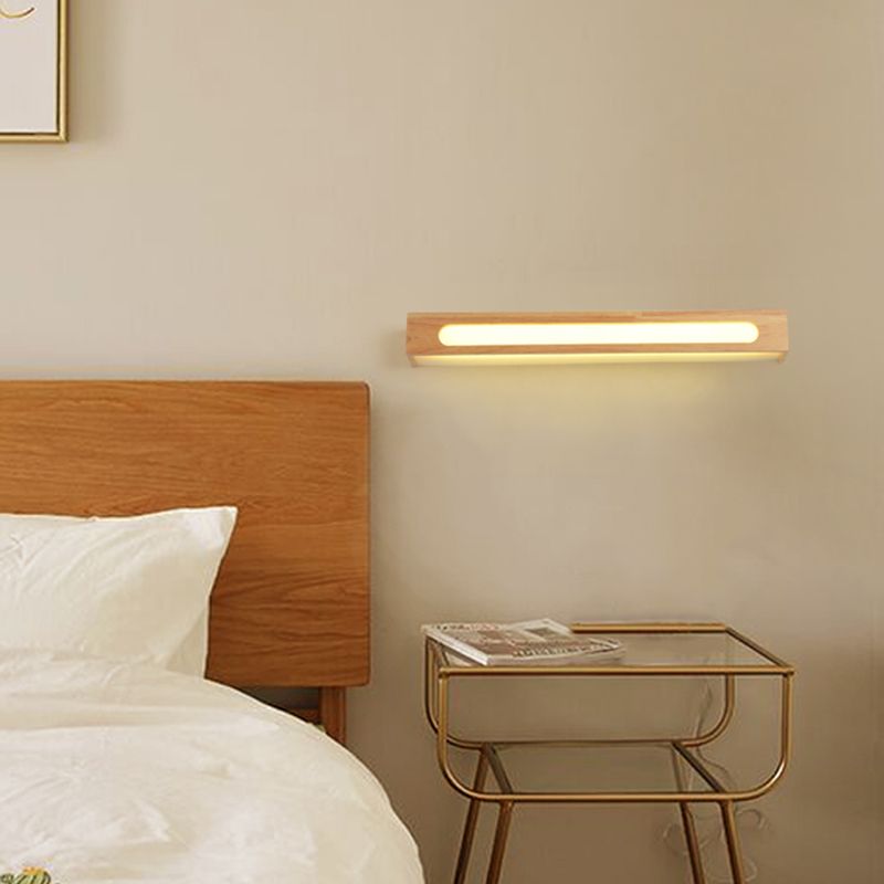 Ozawa Moderne Rond/Rechthoek/Ovaal LED Wandlamp Hout/Acryl Bruin Slaap/Woon/Badkamer