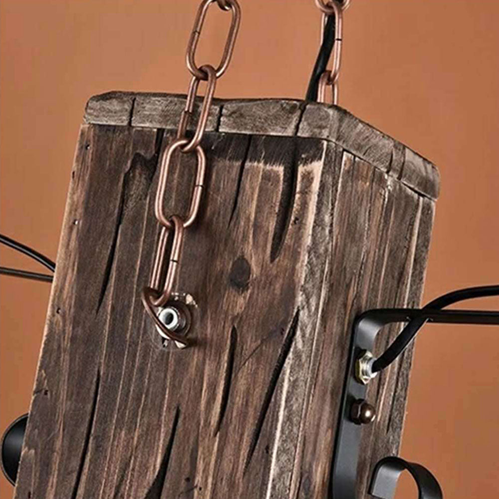 Austin Vintage Rechthoekige Hanglamp,  Metal/Houten Eetk/Woonkamer
