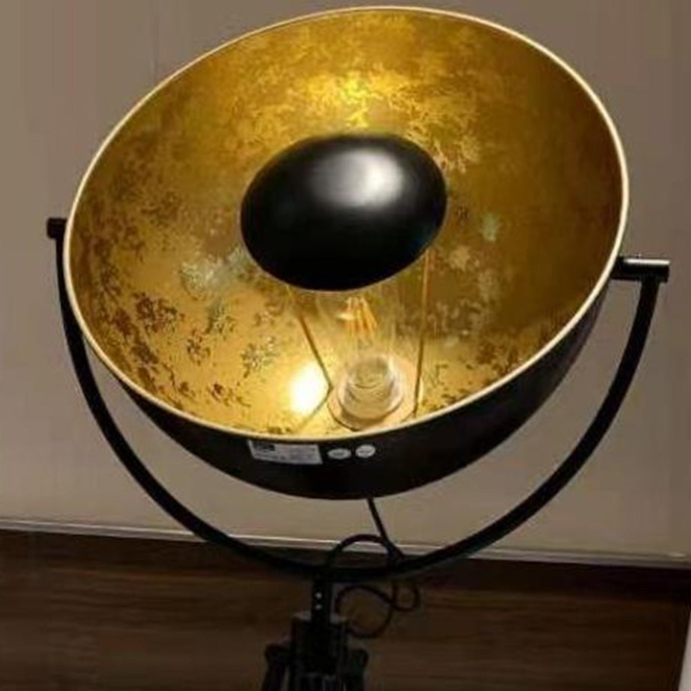 Salgado Industrie Bol LED Vloerlamp Zwart Metaal Hout Woonkamer