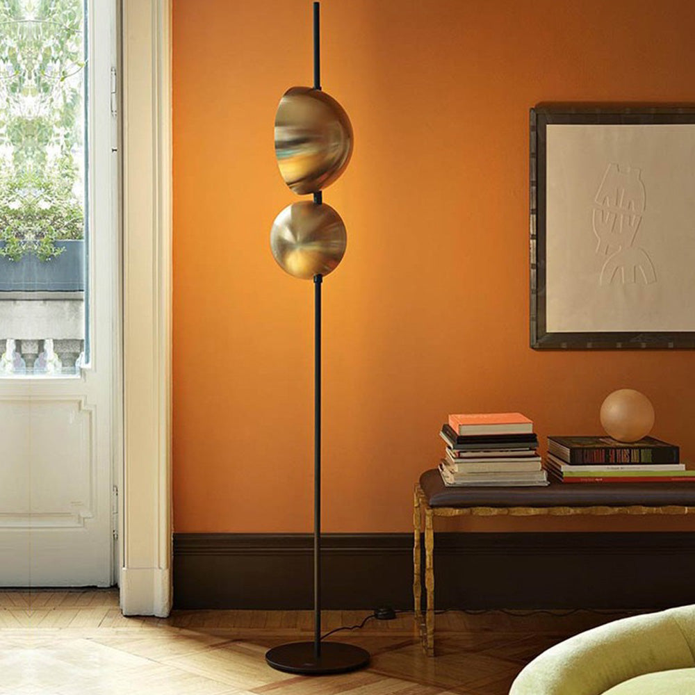 Salgado Ronde Design LED Vloerlamp Zwart Goud Metaal Slaapkamer