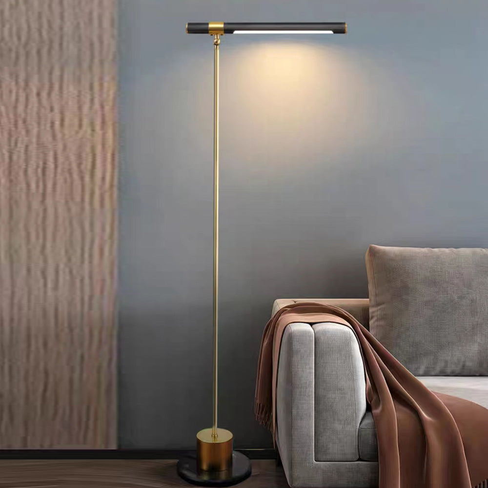 Edge Minimalistische Lineaire LED Vloerlampe Goud Metaal Hout Woonkamer