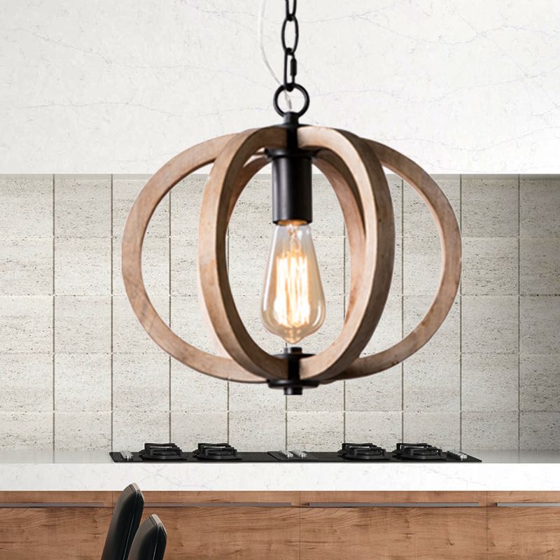 Alessio Orb/Gourd Wood Pendant Light