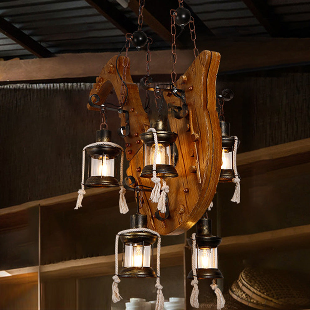 Austin Retro Saxophone Metal/Wood Pendant Light, Walnut