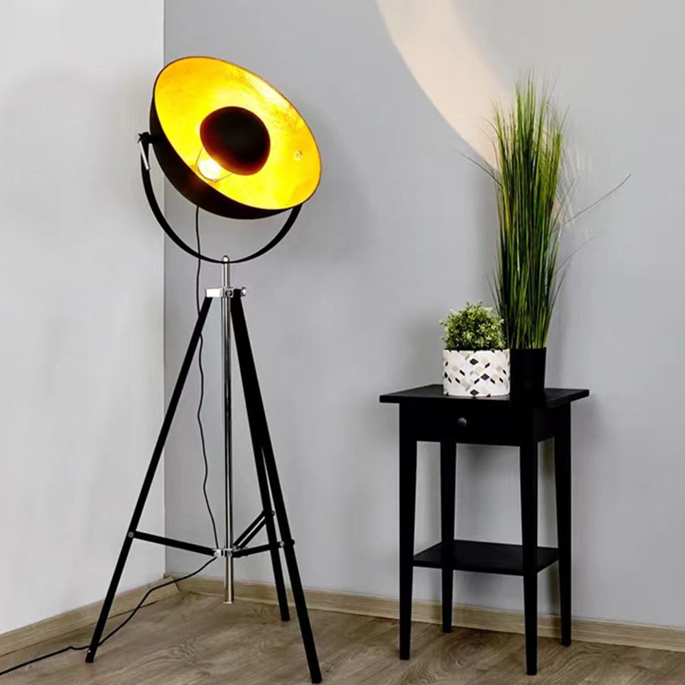 Salgado Industrie Bol LED Vloerlamp Zwart Metaal Hout Woonkamer