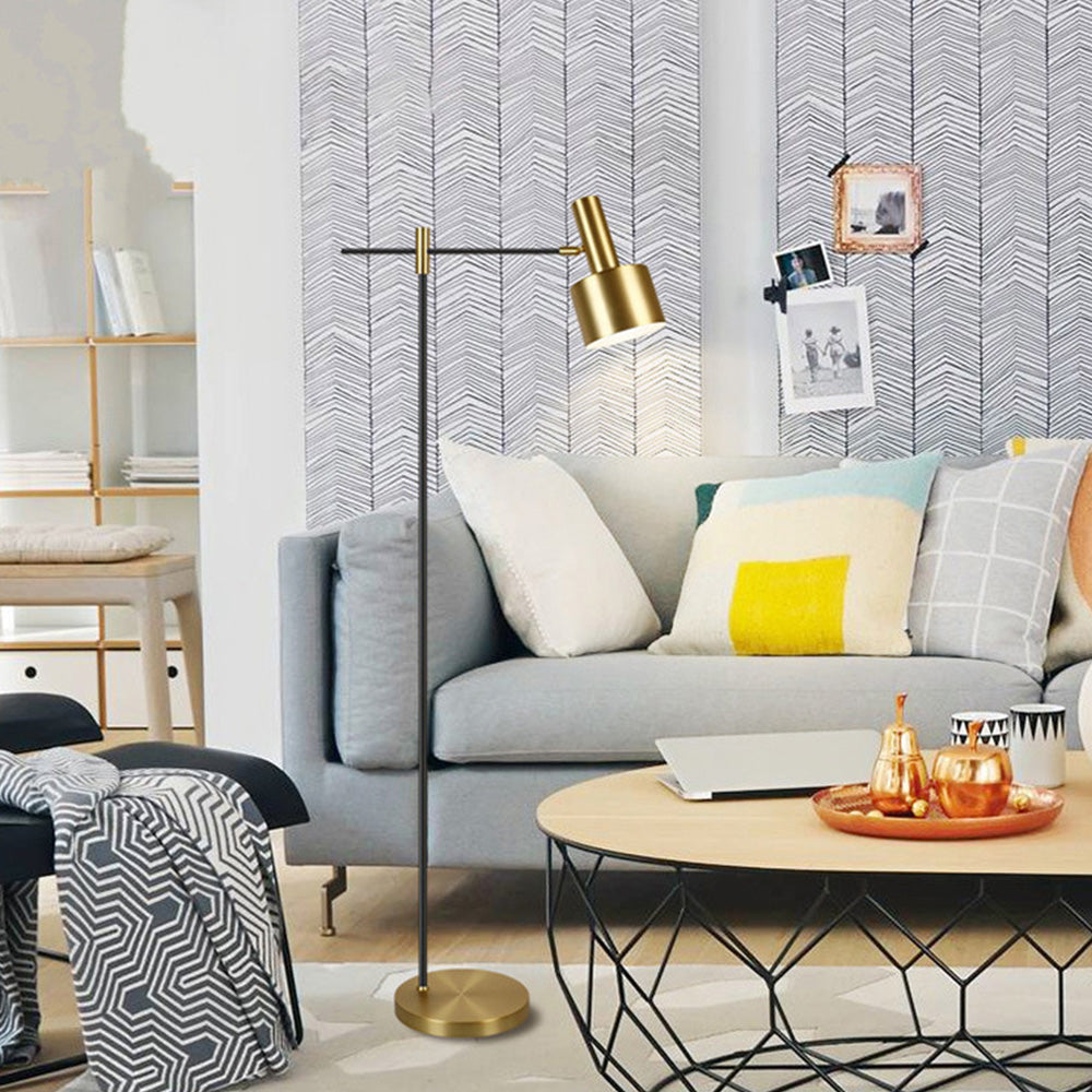 Freja Luxe Lineaire LED Vloerlamp Zwart Goud Metaal Slaapkamer Woonkamer