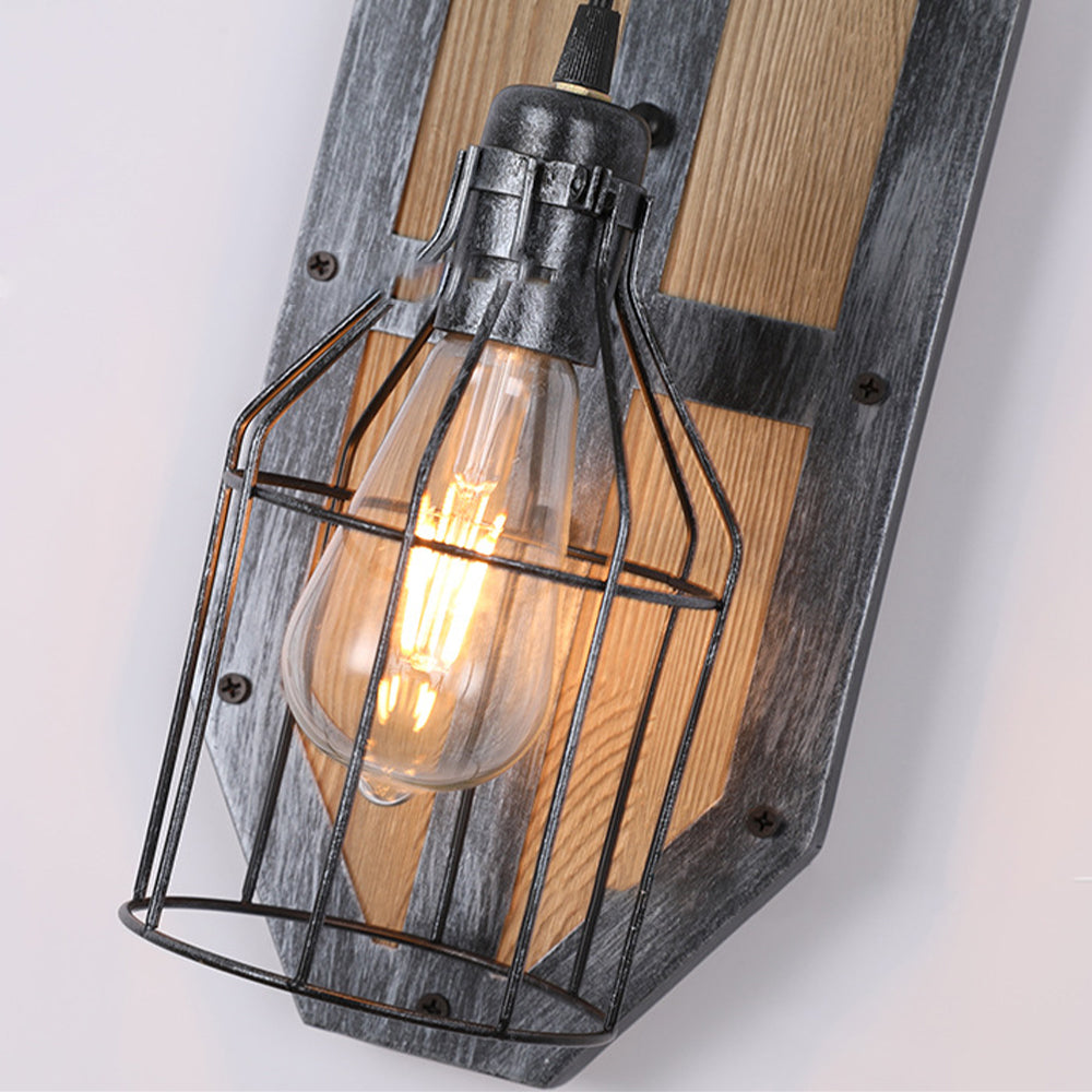 Austin Vintage Vogelkooi Design Houten Metalen Wandlamp, Slaapkamer/Keuken