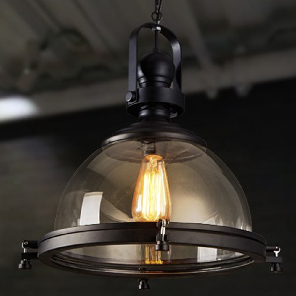 Alessio Design Retro Ronde LED Hanglampen Zwart Glas Metaal Eetkamer