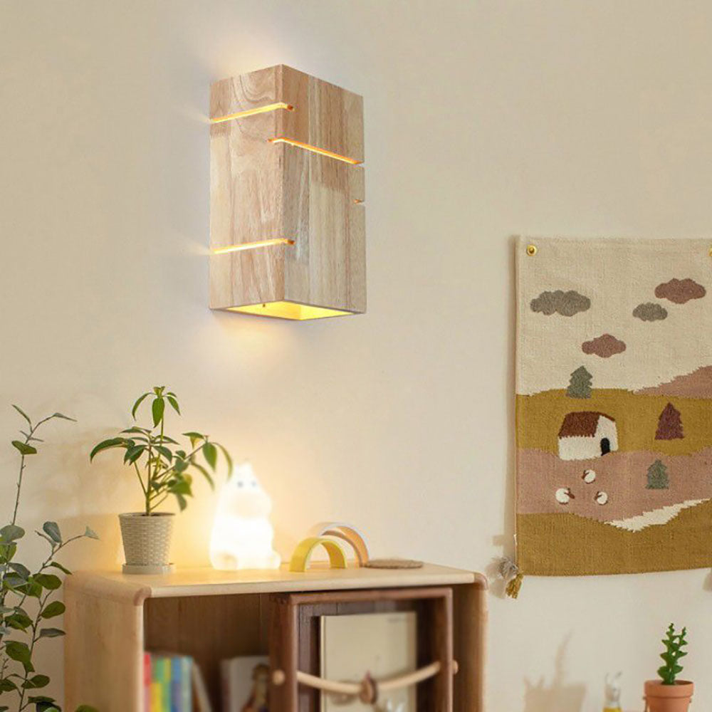 Ozawa Rechthoekig Modern Design LED Wandlamp Massief Hout Slaapkamer