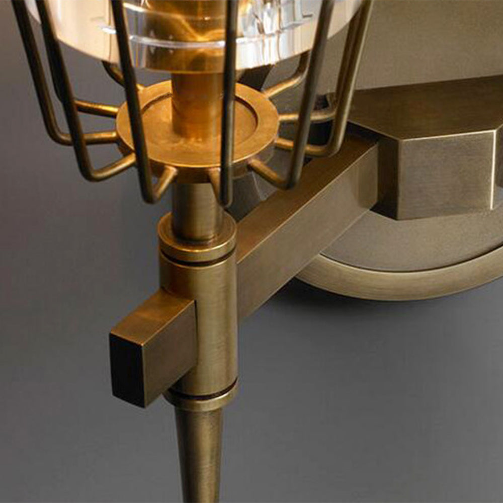 Blair Vintage Lantaarn Metaal/Glazen Wandlamp Goud Slaapkamer/Woonkamer/Eetkamer