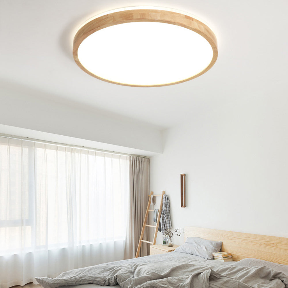 Ozawa Design Ronde LED Plafondlamp Hout Glas Woonkamer Slaapkamer
