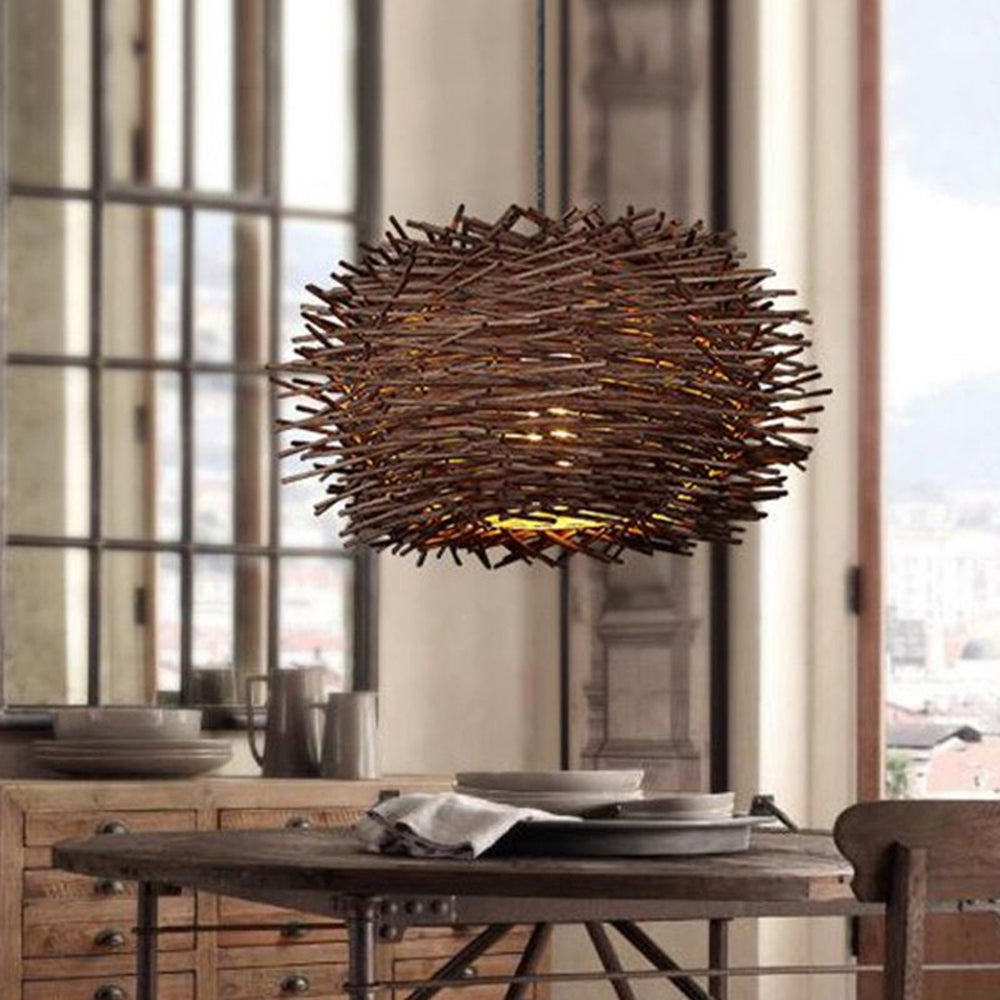 Ozawa Houten Vogelnest Rotan Hanglamp Bruin/Hout Woonkamer/Slaapkamer