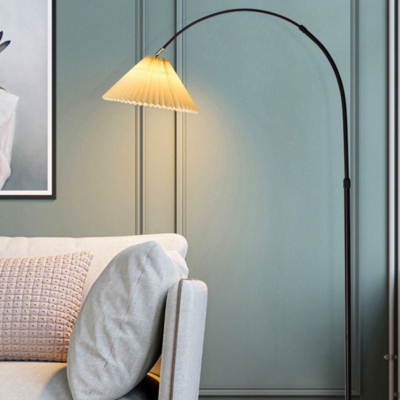 Eryn Moderne LED Vloerlamp Grijs Groen Geel Metaal Stof Woonkamer