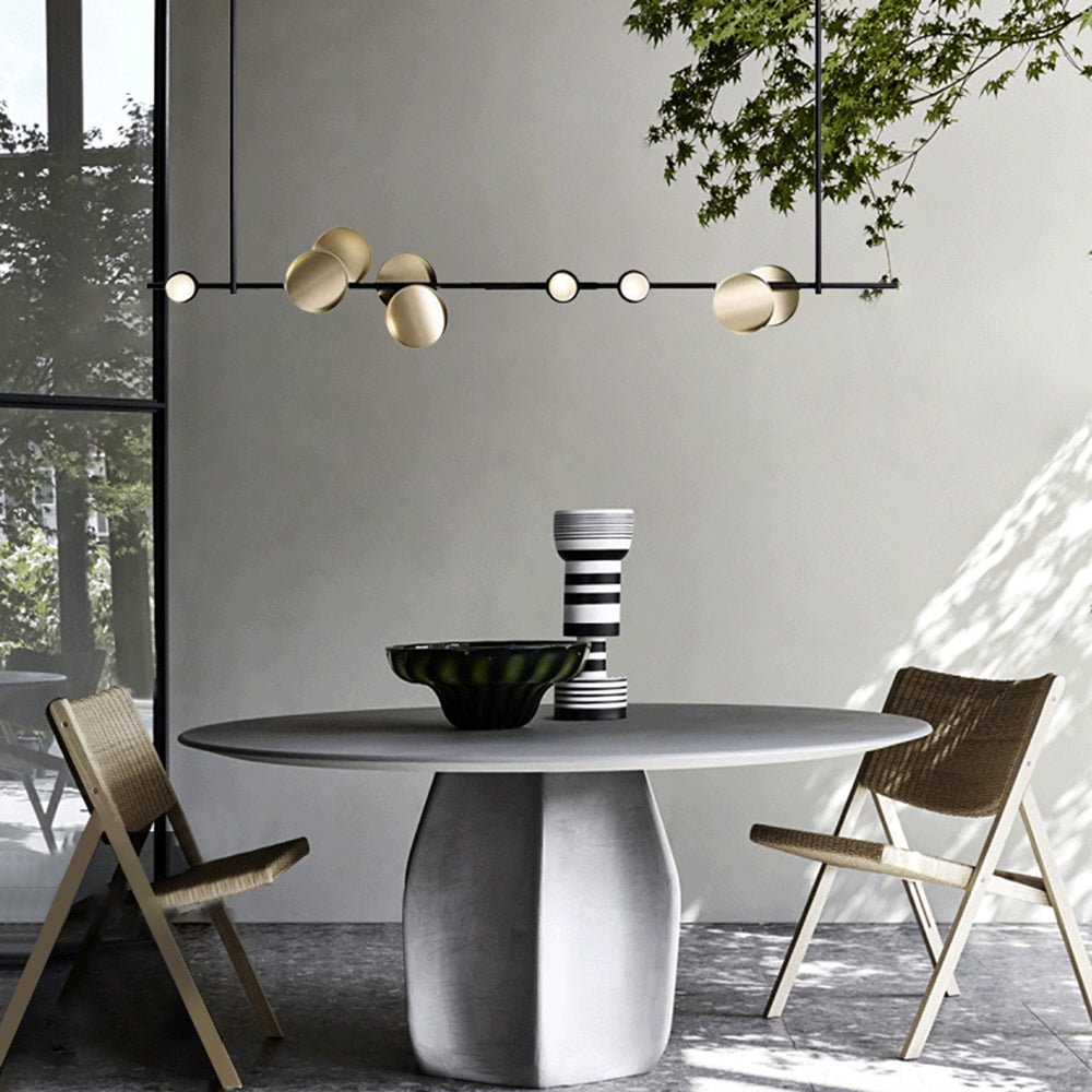 Avi Minimalistische Design Lineaire Metalen Hanglamp, Zwart, Woonk/Eetkamer