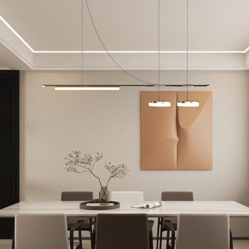 Freja Modern Lang LED Hanglampen Zwart Metaal Eetkamer Ruimte