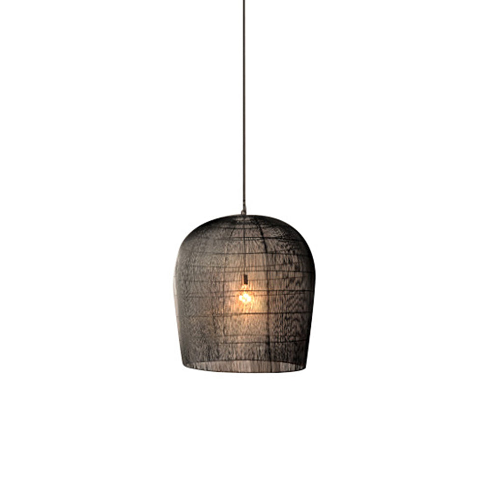 Ritta Ronde LED Hanglamp Zwart Wit Metaal Rotan Eetkamer Slaapkamer