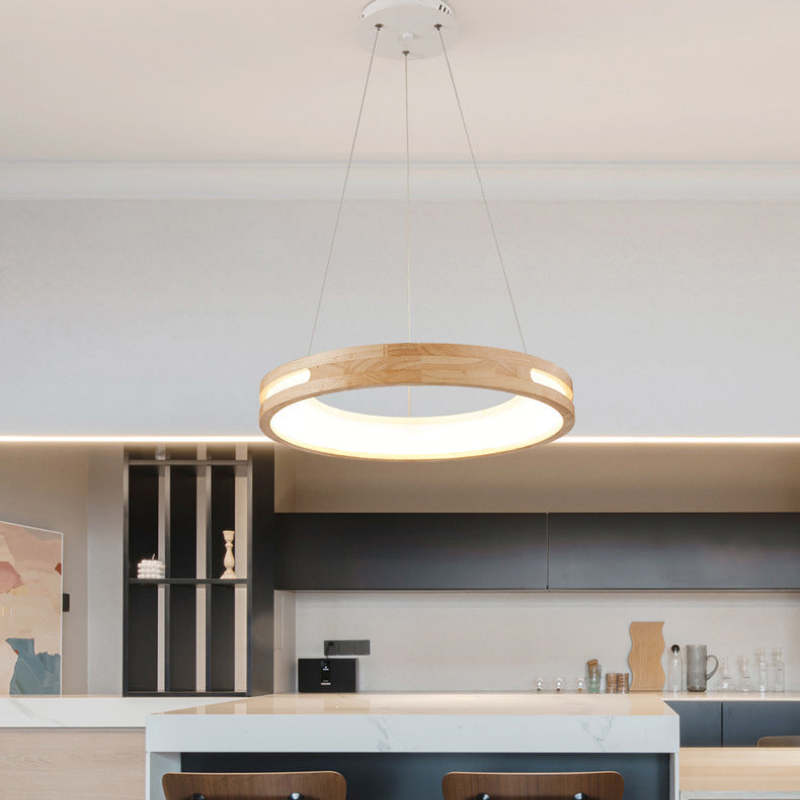 Ozawa Moderne Design Ronde LED Hanglampen Hout Woonkamer