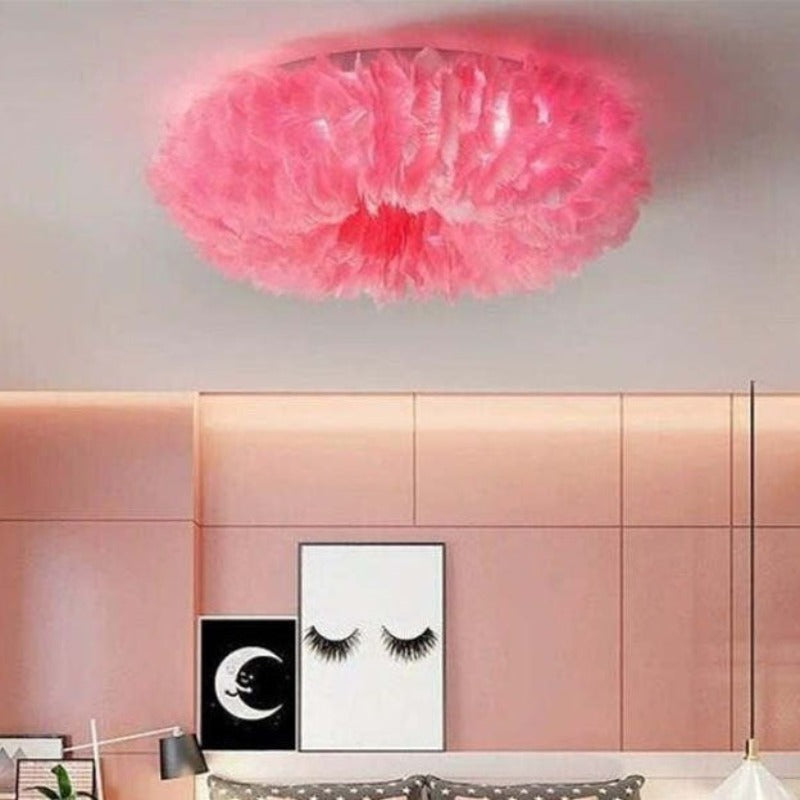 O'Moore Moderne LED Plafondlamp Wit/Geel/Roze Metaal/Vedder Hal/Bar