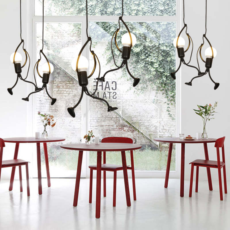 Salgado Retro Design Man LED Hanglamp Metaal Zwart/Wit Slaap/Woon/Eetkamer