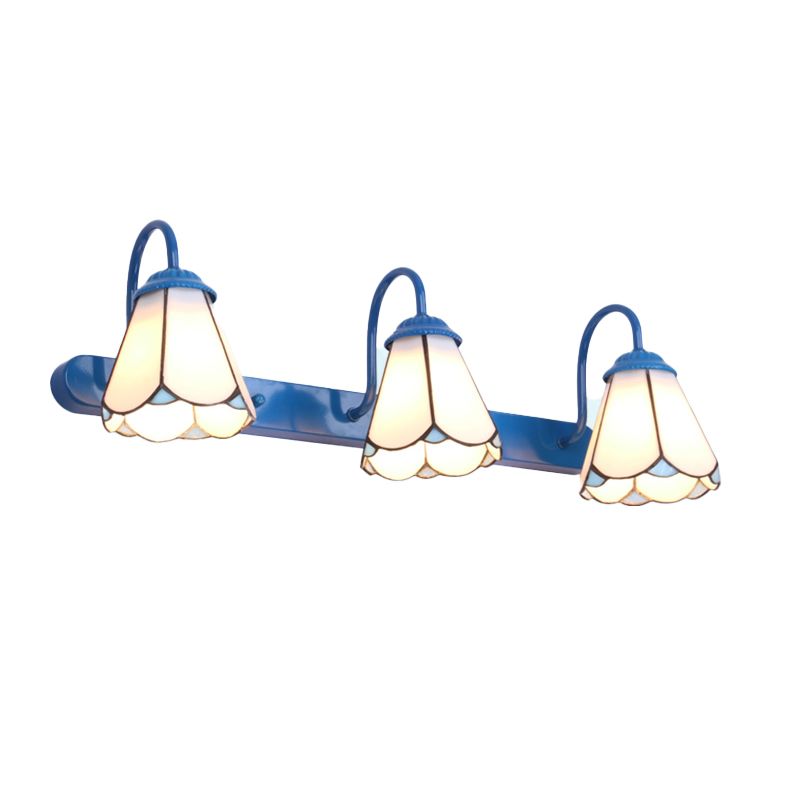 Baxter Bloemvormige Metalen Wandlampen, Zwart/Wit/Blauw