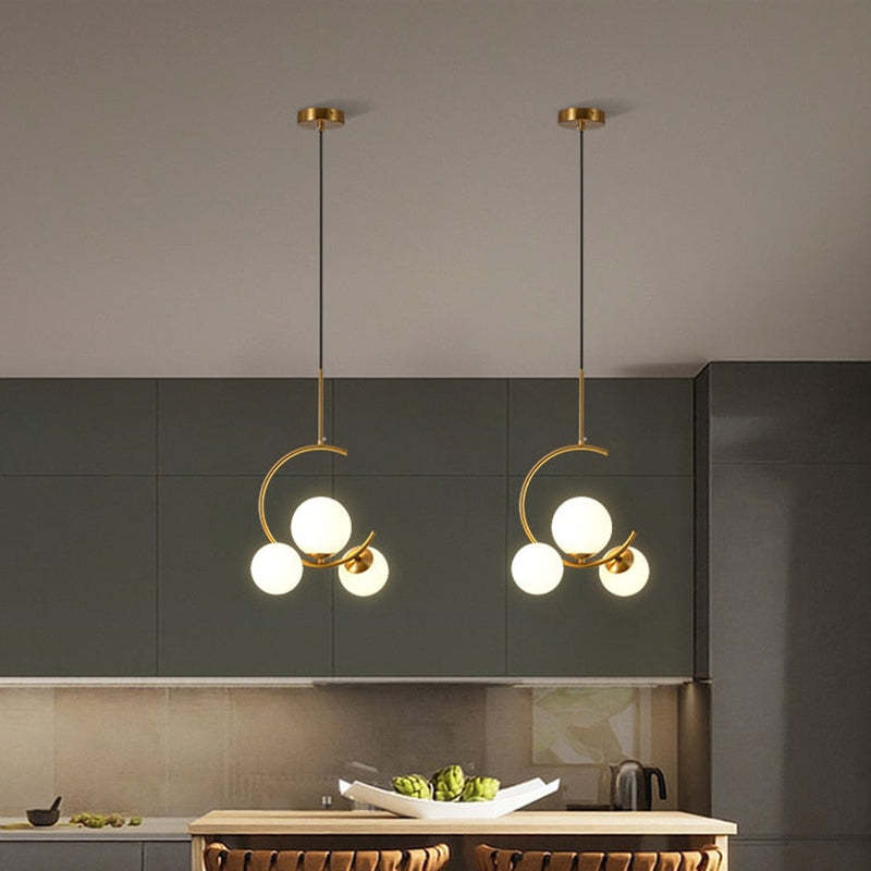 Valentina Moderne Bubble Moon Hanglampen Goud Metaal Glas Slaapkamer