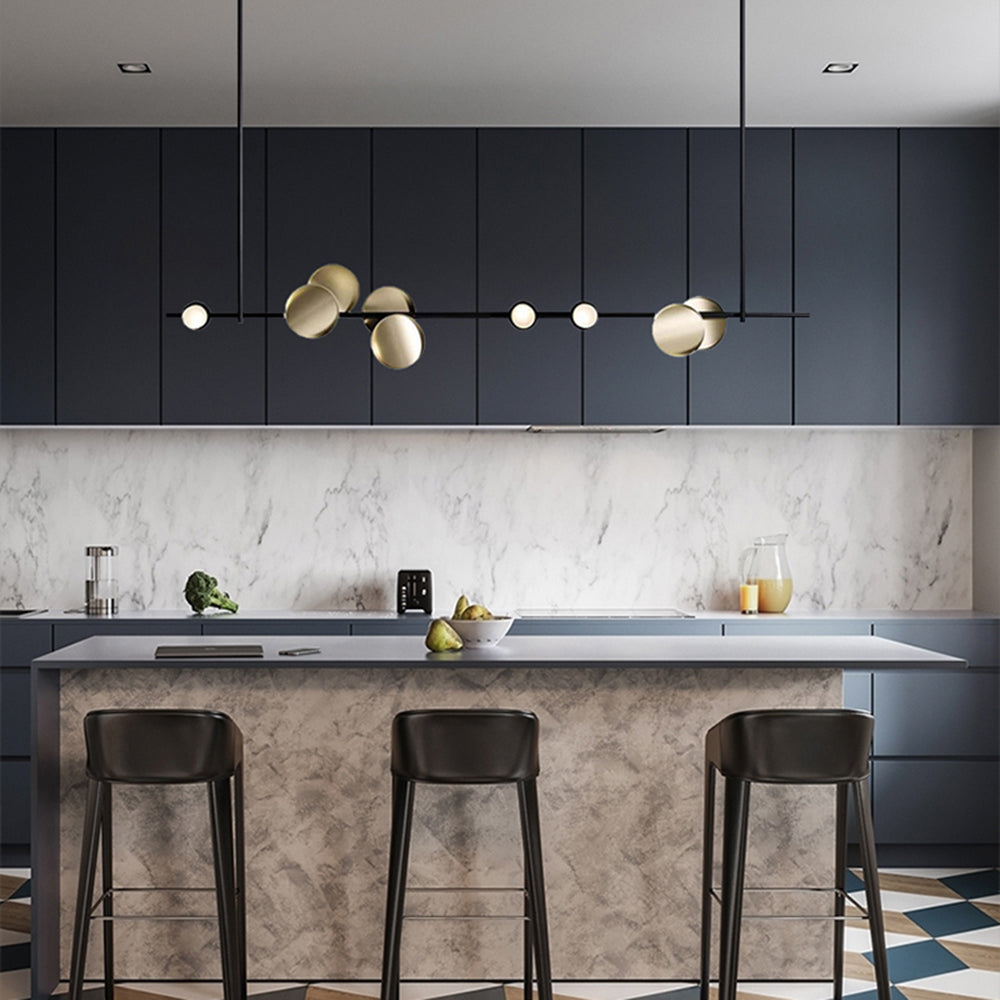 Avi Minimalistische Design Lineaire Metalen Hanglamp, Zwart, Woonk/Eetkamer