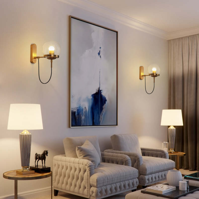 Alessio Retro Rustieke Glazen Design Wandlamp Zwart/Brons Woonk/Eetkamer