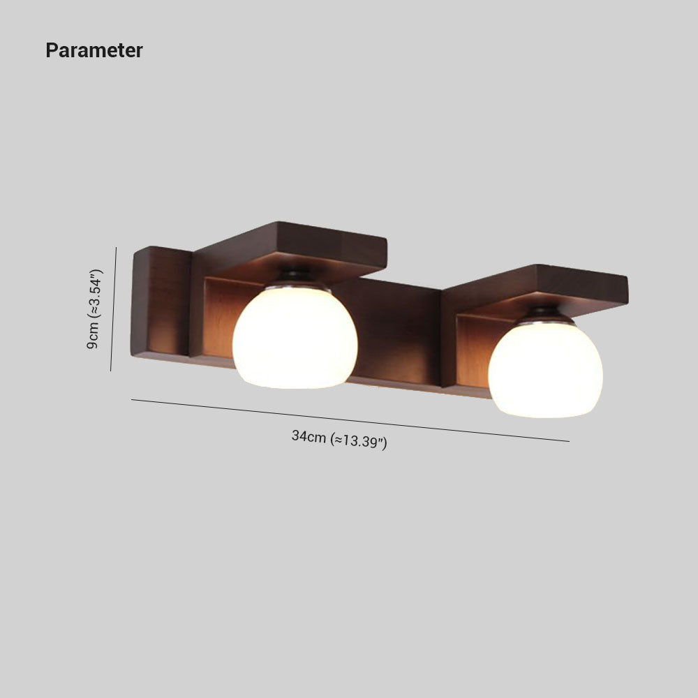 Ozawa Vintage Design LED Spiegel Front Wastafel Wandlamp Hout/Glas Bruin Eetkamer/Woonkamer