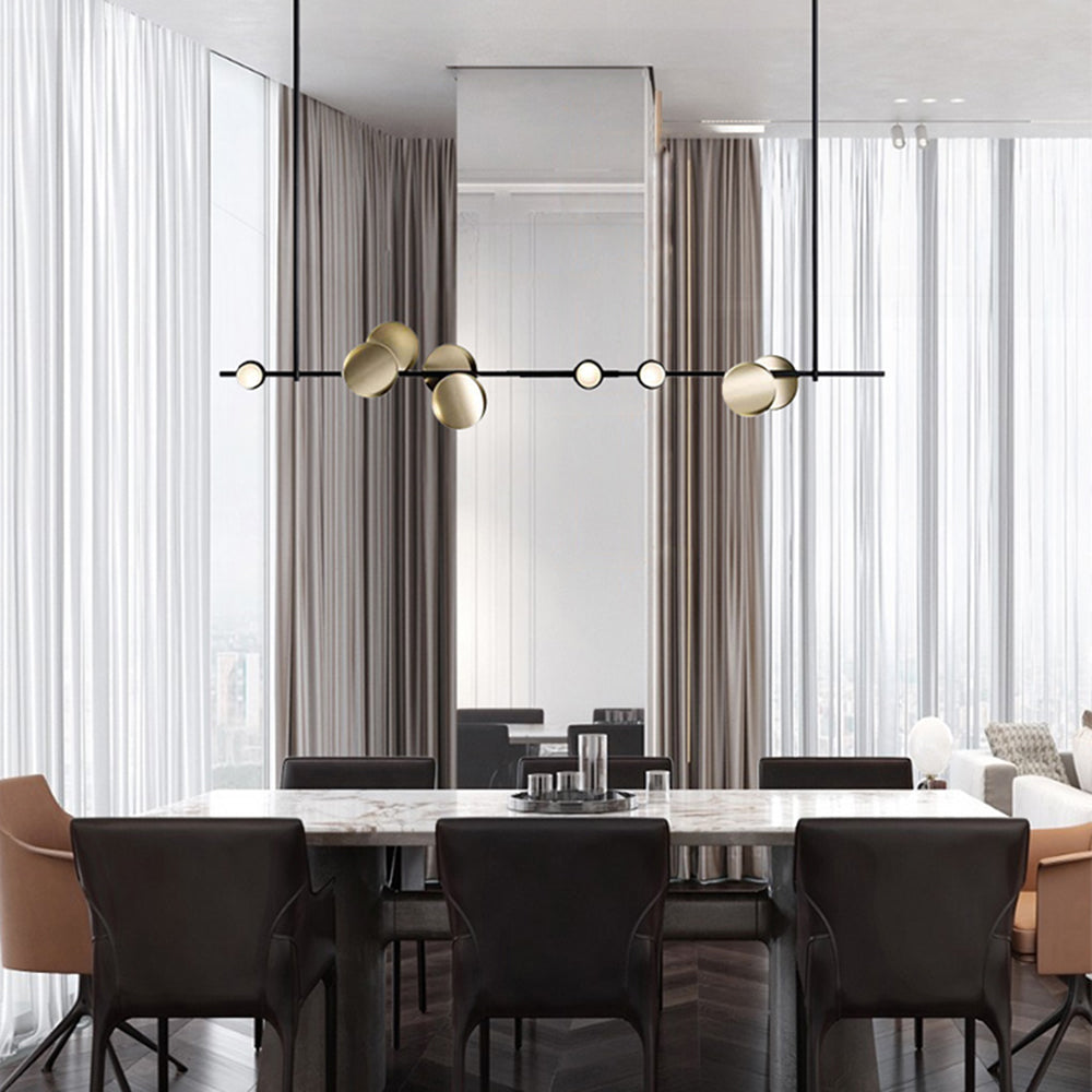 Avi Minimalistische Design Lineaire Metalen Hanglamp, Zwart, Woonk/Eetkamer