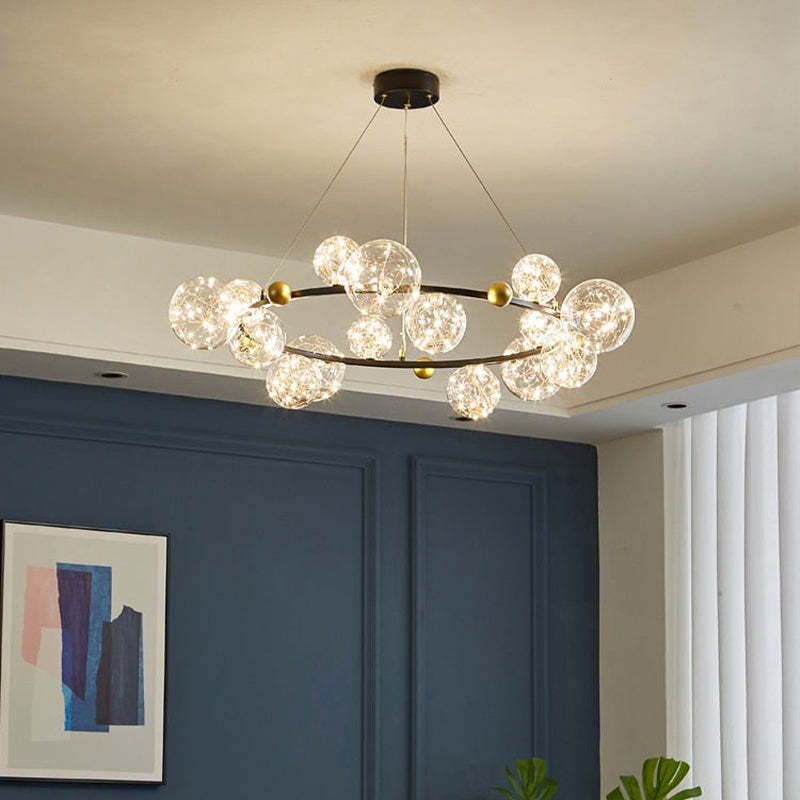 Valentina Modern Cirkel Round Metaal Glas Hanglampens Woonkamer Slaapkamer