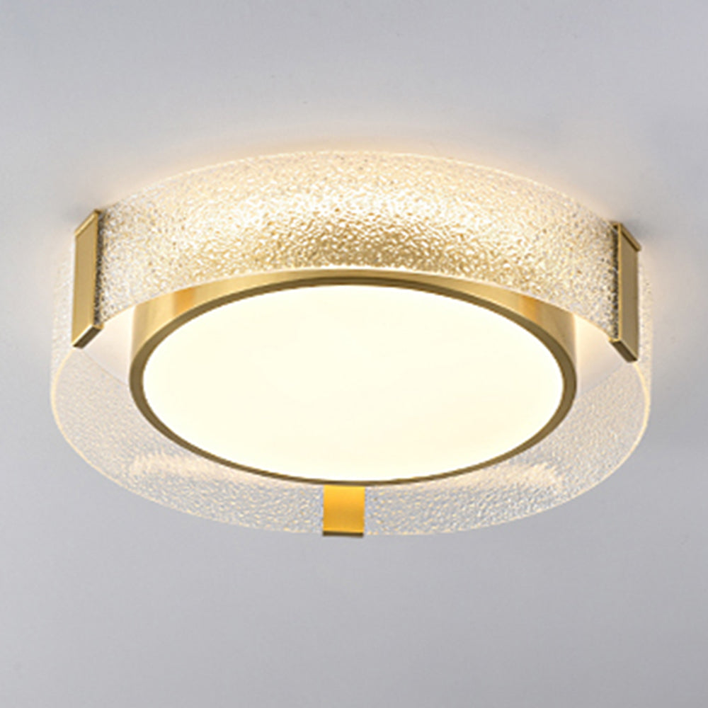 Quinn Moderne Ronde LED Plafondlamp Metaal/Glas Goud/Transparant Slaapkamer