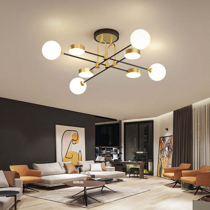 Valentina Industrial Moderne LED Plafondlamp Goud Metaal Glas Woonkamer