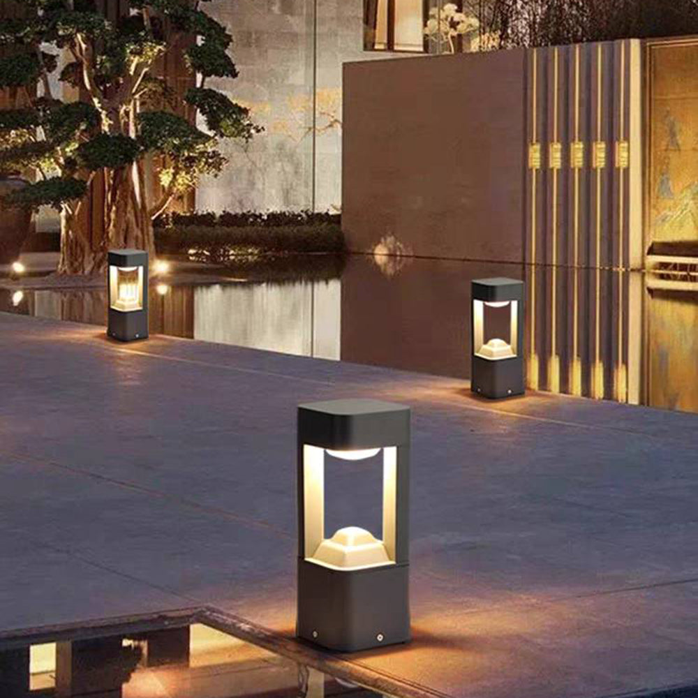 Pena Moderne Cilinder LED Vloerlamp Zwart Metaal Buiten Tuin