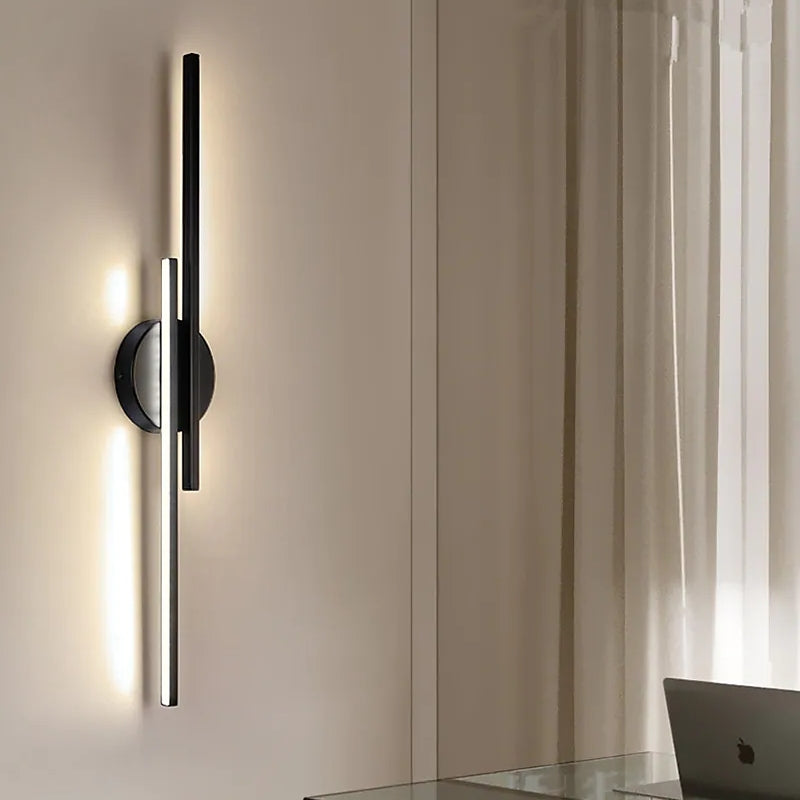 Alana Moderne Lineaire/Ronde LED Wandlamp Zwart/Wit Metaal/Acryl Slaap/Woonkamer