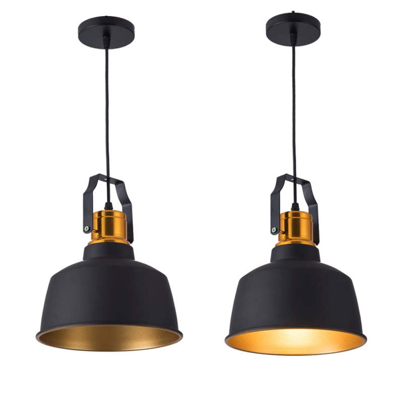 Alessio Industriele LED Hanglamp Zwart Goud Metaal Eetkamer Slaapkamer