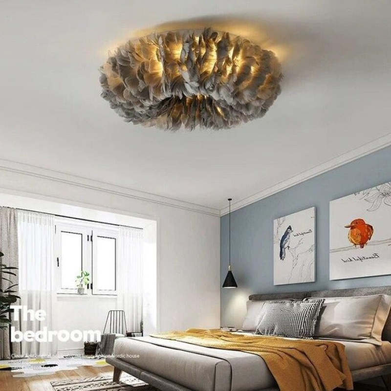 O'Moore Moderne LED Plafondlamp Wit/Geel/Roze Metaal/Vedder Hal/Bar