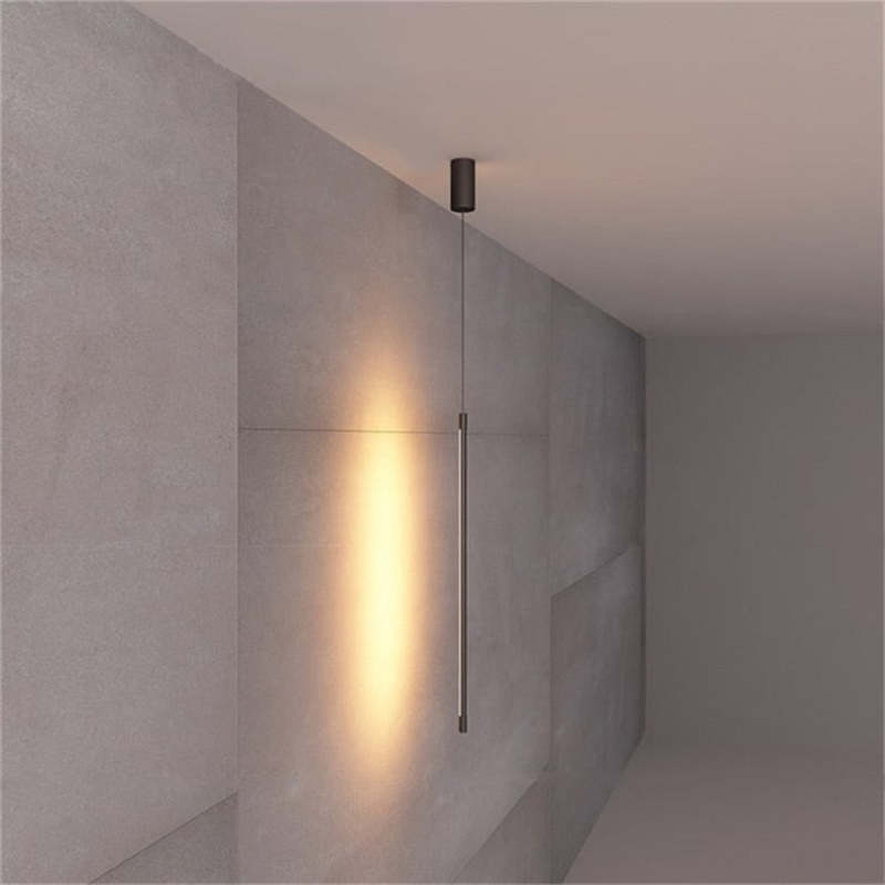 Edge Moderne Minimalistische Lineaire Hanglampen Zwart Metaal Woonkamer Slaapkamer